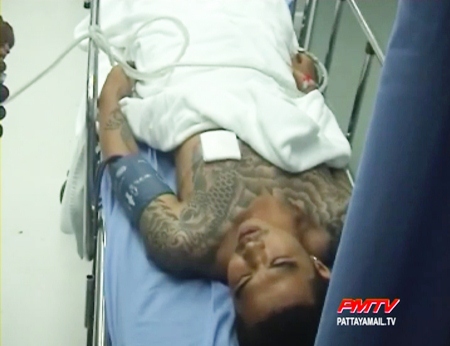 The injured man is transferred to the hospital